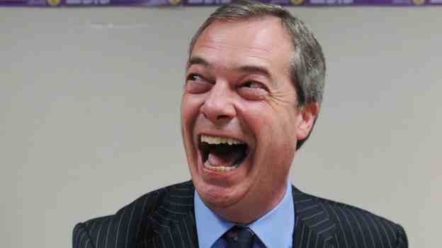 Satirical image of Nigel Farage crying